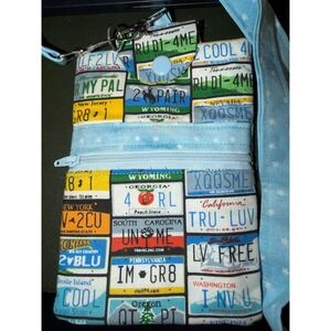 License Plate Fabric Clutch Wallet Wristlet Phone Bag Pouch Purse